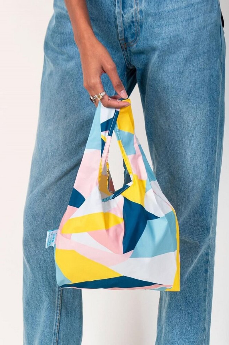 British Kind Bag-Environmental Storage Shopping Bag-Small-Colorful Mosaic - กระเป๋าถือ - วัสดุกันนำ้ หลากหลายสี