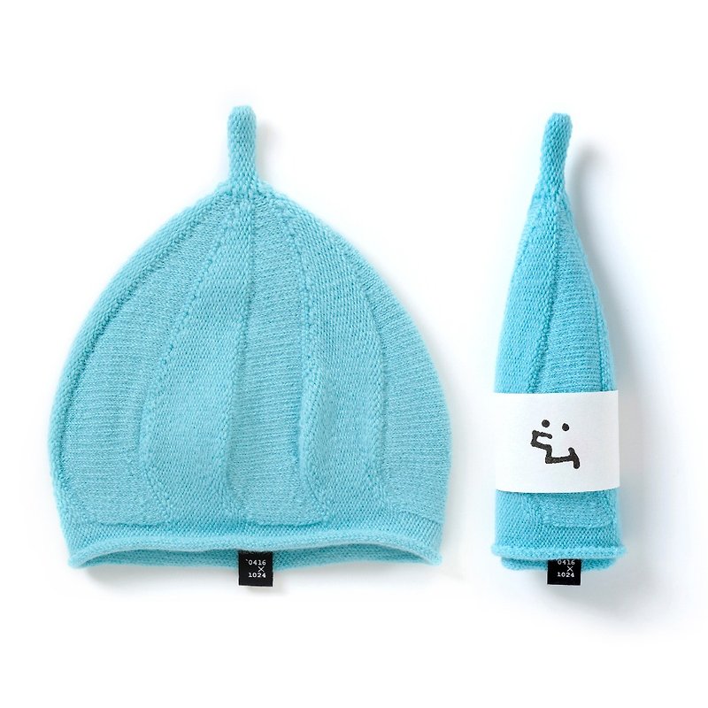 Little cute. Premium cashmere cap / blue-green / children's section - Hats & Caps - Wool Blue