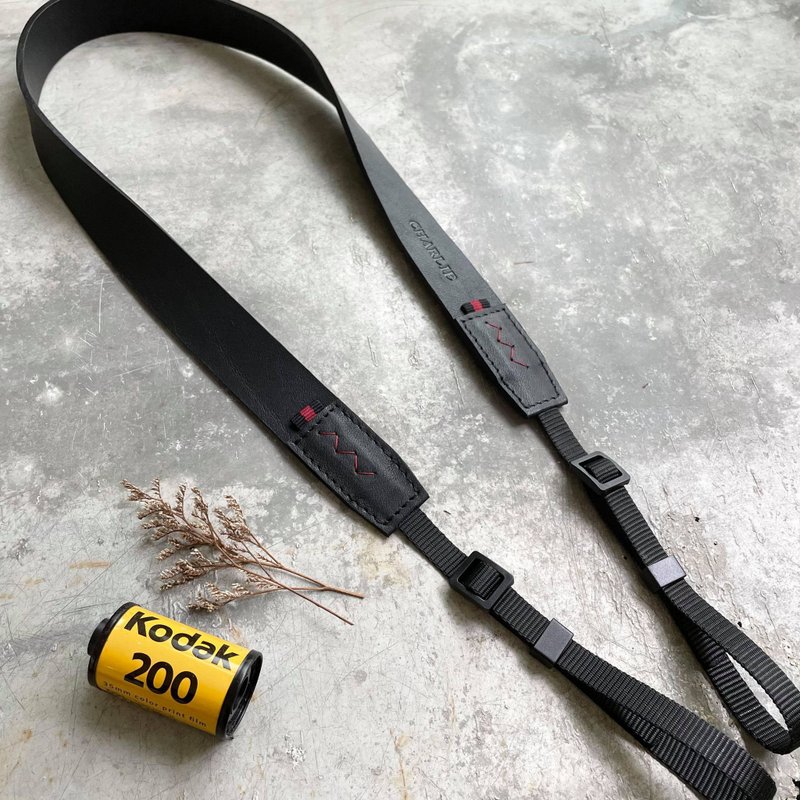 Camera Strap Customized Black Leather Customized Gift - ขาตั้งกล้อง - หนังแท้ สีดำ