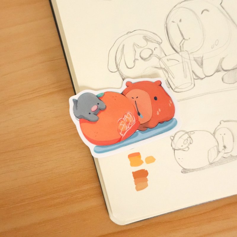 【Waterproof Sticker】Oranges look delicious | Peachtober 2023 - Stickers - Paper Multicolor