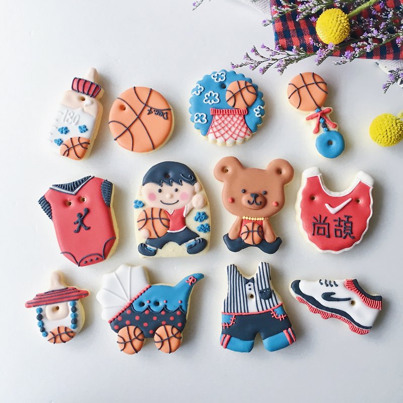 Collection of salivation icing biscuits• Slam Dunk Jordan Boy Baby Model Hand-drawn Creative Design Gift Box Set of 12 Pieces**Please inquire for the schedule before ordering** - คุกกี้ - อาหารสด 
