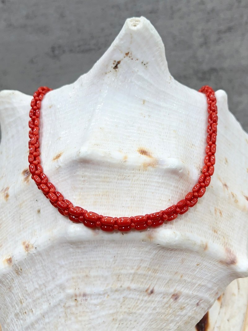 天然珊瑚項鍊 阿卡珊瑚 串珠項鍊 - 項鍊 - 寶石 