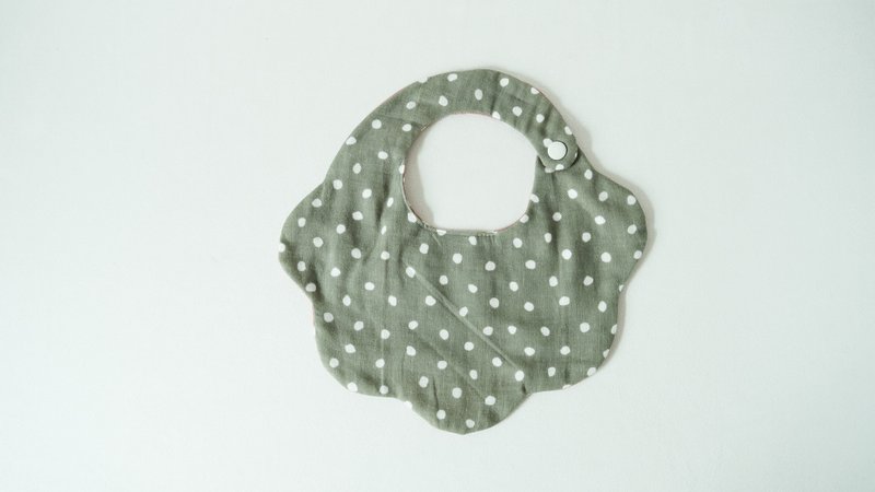 小朋友口水巾【水玉 綠/粉】 - 圍兜/口水巾 - 棉．麻 綠色