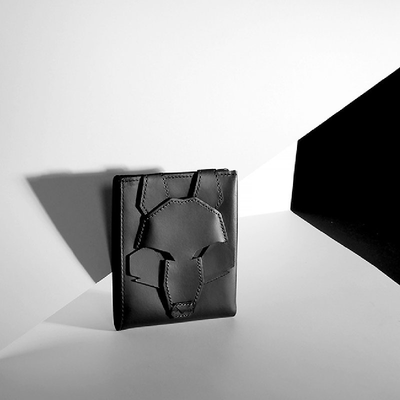 ORIBAGU Origami Bag_Black Wolf Wallet - กระเป๋าสตางค์ - หนังแท้ สีดำ