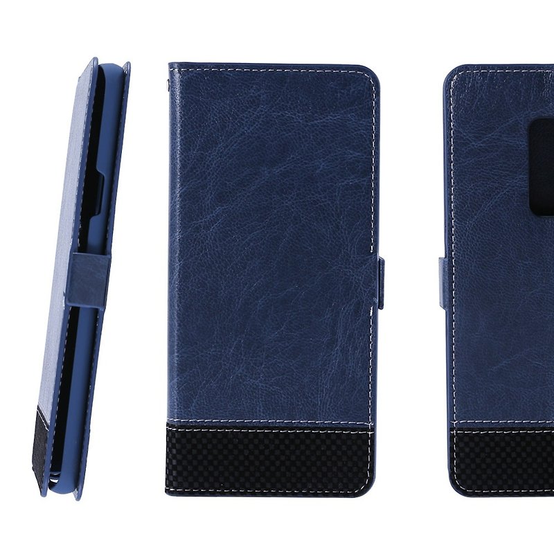 CASE SHOP Samsung Galaxy S9+ Plaid Side Leather Case - Blue (4716779659412) - Phone Cases - Faux Leather Blue