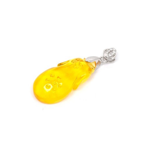 正佳珠寶 Gemsrich Jewelry 【正佳珠寶】琥珀 金珀高淨體 旗袍吊墜 琥珀金珀吊墜 925銀白K