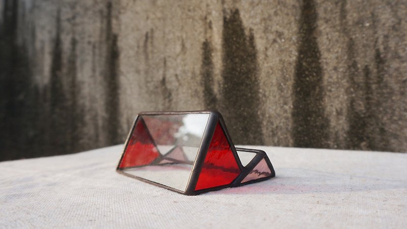 Xiaolu Shimmer-Red Mobile Phone Holder Business Card Holder Storage Rack Glass Inlaid - Other - Glass Red