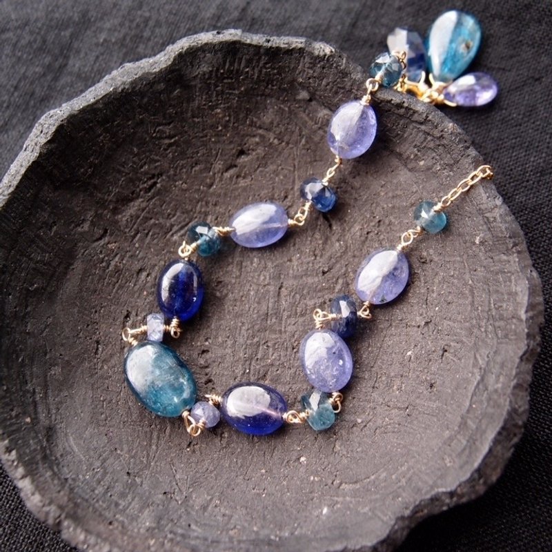【K14gf】Mixed Stone Bracelet・Blue  カイヤナイト×タンザナイト mixブレスレット - 手鍊/手環 - 寶石 藍色