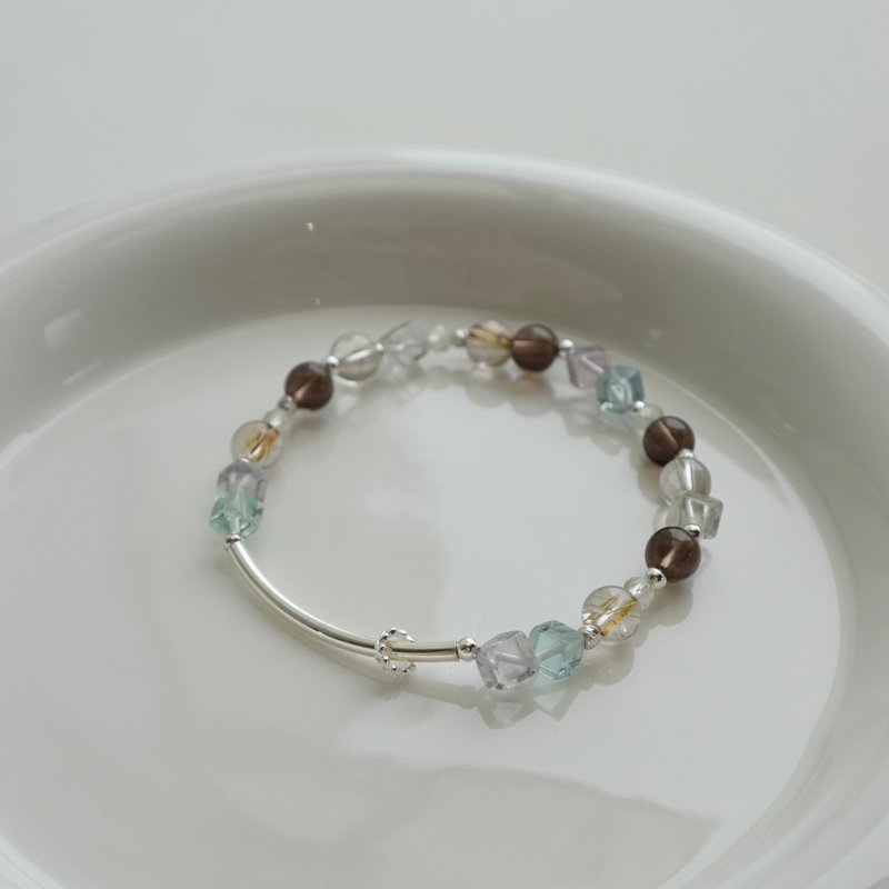 mint choco/ Stone titanium crystal gold Stone/crystal bracelet customized - สร้อยข้อมือ - คริสตัล สีกากี