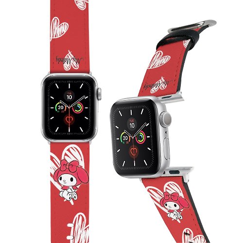 HongMan康文國際 【Hong Man】三麗鷗系列 Apple Watch 皮革錶帶 美樂蒂 紅色愛心