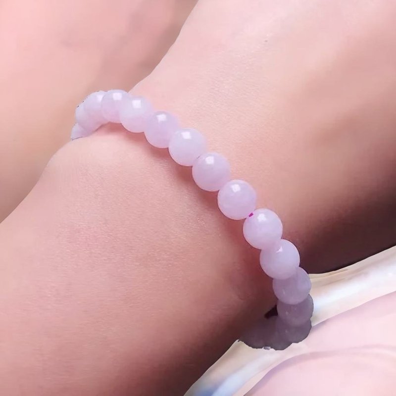 粉紫羅蘭翡翠手珠手鍊 | 天然緬甸玉翡翠A貨 | 送禮 - 手鍊/手環 - 玉石 白色