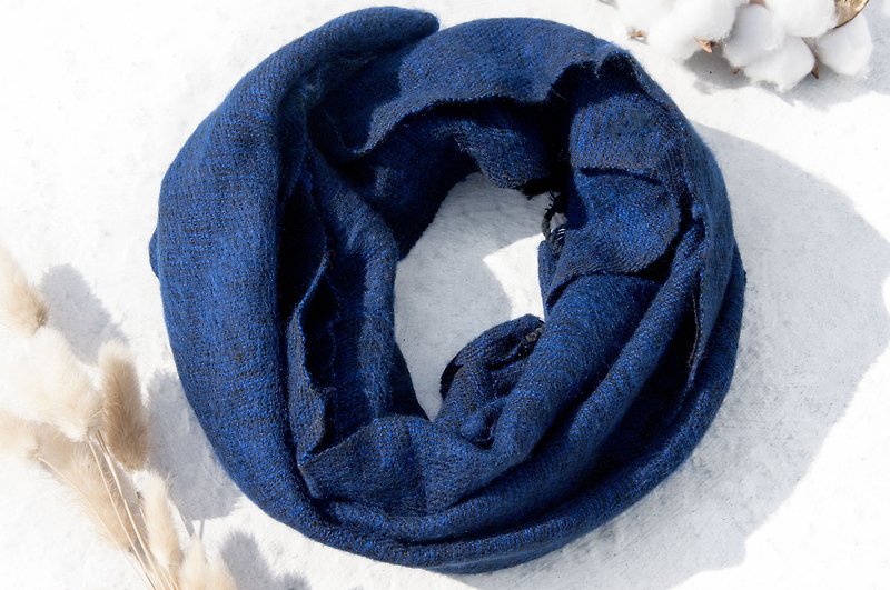 Birthday gift pure wool scarf / hand-knitted scarf / knitted scarf / pure wool scarf-blue ocean - Scarves - Wool Blue