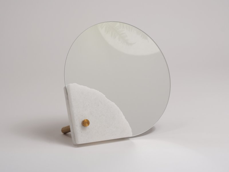 天然大理石。翻轉鏡。白色 - 擺飾/家飾品 - 玻璃 白色
