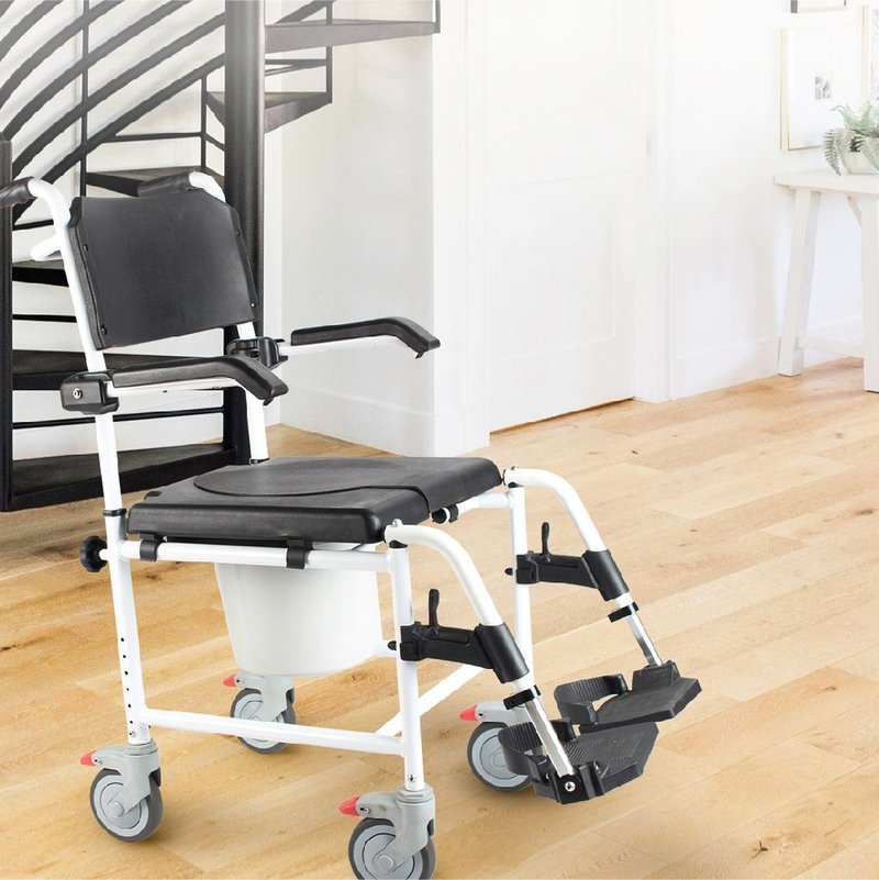 Home 3-in-1 Wheelchair - 5inch Wheel (Wheelchair + Shower Chair + Potty Chair) - Other - Other Metals White