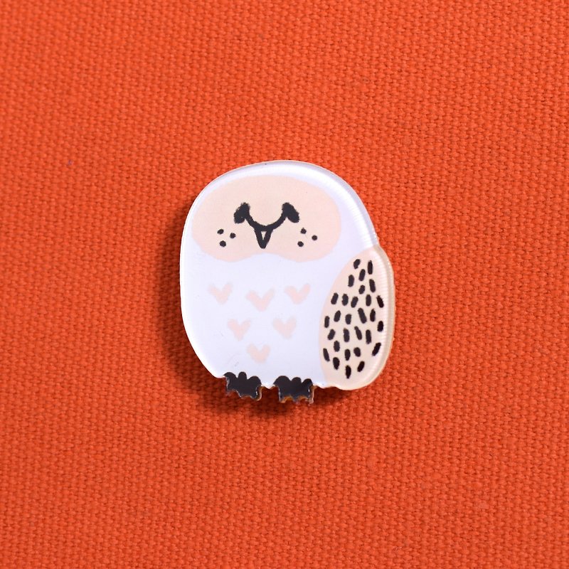 Pitaya pockmarked owl-thick cut pins - Badges & Pins - Acrylic White