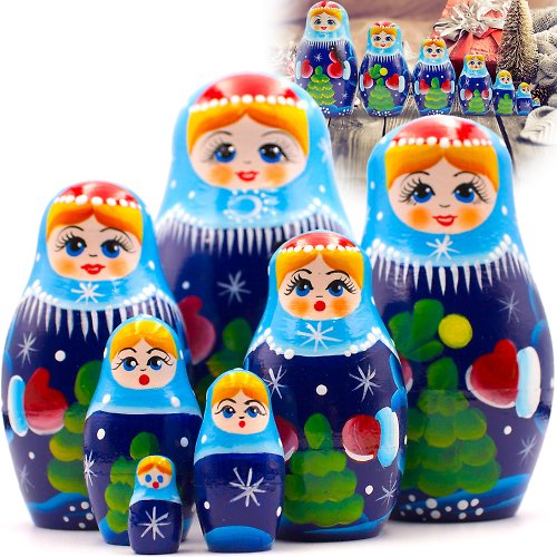布列斯特纪念品厂 - 套娃 Nesting Dolls Set 7 pcs - Matryoshka Doll with Snow Maiden Christmas Decorations