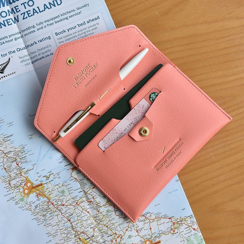 啟程吧皮革護照包-珊瑚粉,PPC94973 - 護照夾/護照套 - 人造皮革 粉紅色