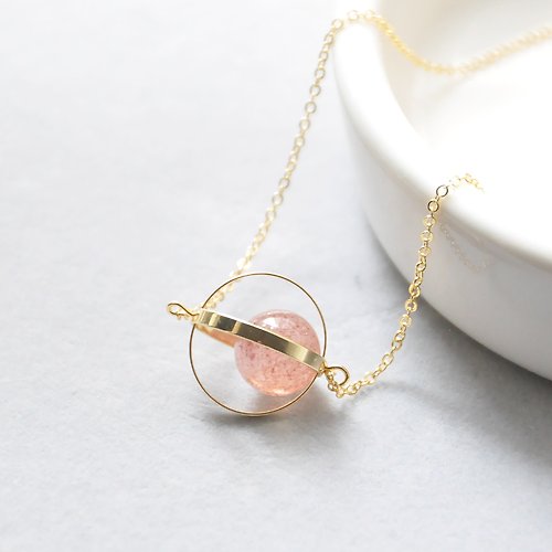 armeiLittleThings armei 金環。草莓晶。愛情星球。宇宙 項鍊 Golden Ring。Strawberry Crystal 。Love Planet。Galaxy Necklace