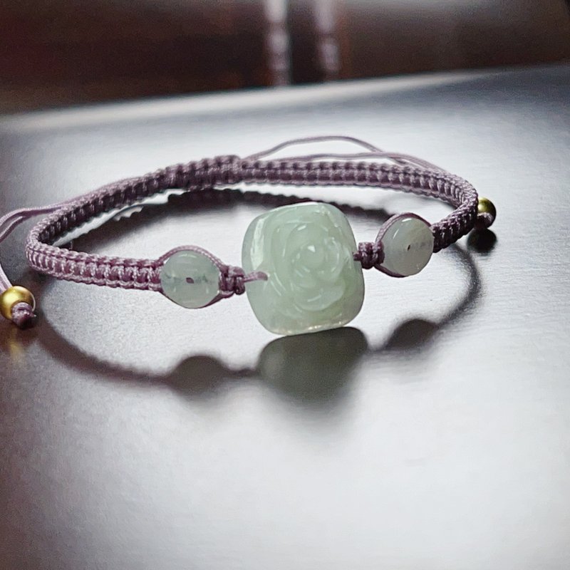 Ice jade flower braided bracelet | Natural Burmese jade jade A goods | Gift giving - สร้อยข้อมือ - หยก สีใส