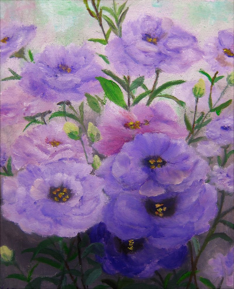 陳淑珍 油畫創作花開了呀 - 掛牆畫/海報 - 其他材質 紫色