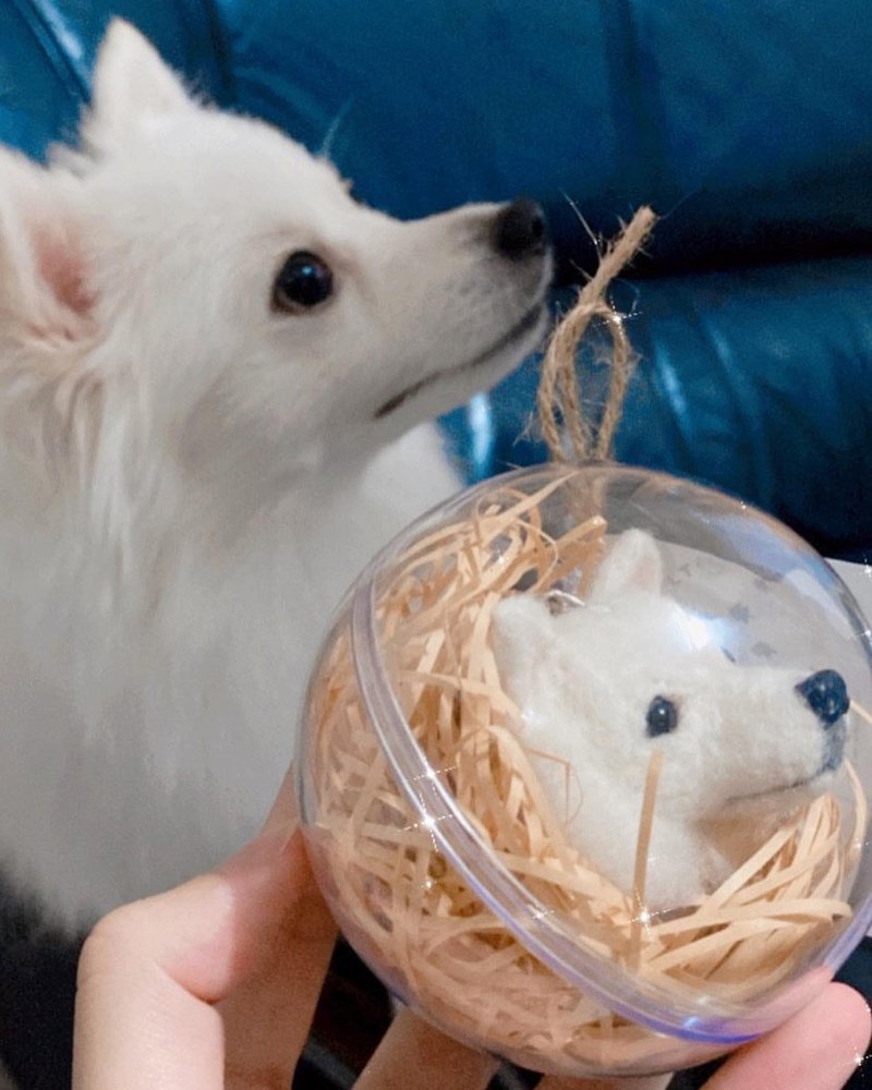 客製大頭鑰匙圈-白博美 - 鑰匙圈/鑰匙包 - 羊毛 