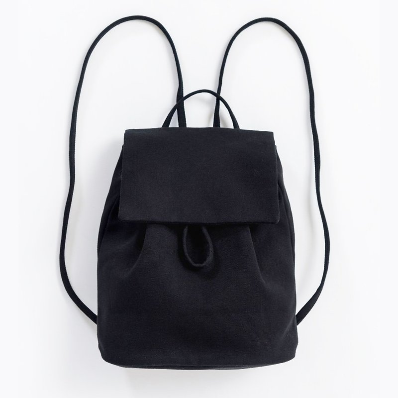 BAGGU Mini Backpack - Black - กระเป๋าเป้สะพายหลัง - ผ้าฝ้าย/ผ้าลินิน สีดำ