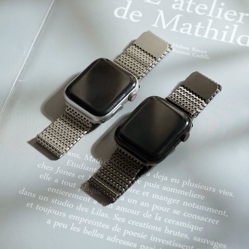 Apple Watch - マグネット式編み込みワイドミラネーゼバンド - 時計ベルト・時計バンド - 金属 