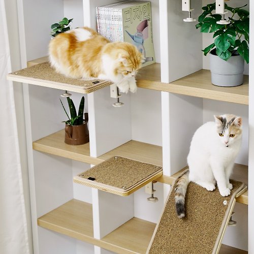 韓國YogiPet 與毛孩的美好生活小物 YogiPet不佔空間的貓跳台 很厚實的貓跳台層板 書架和桌子都可