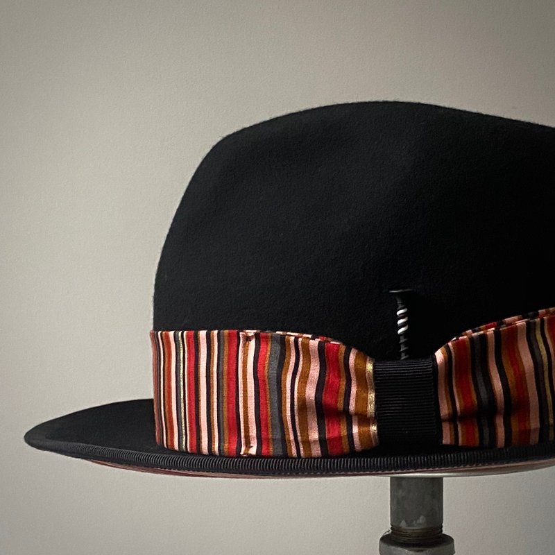 HYOKOU handmade gentleman hat-black - หมวก - ขนแกะ สีดำ