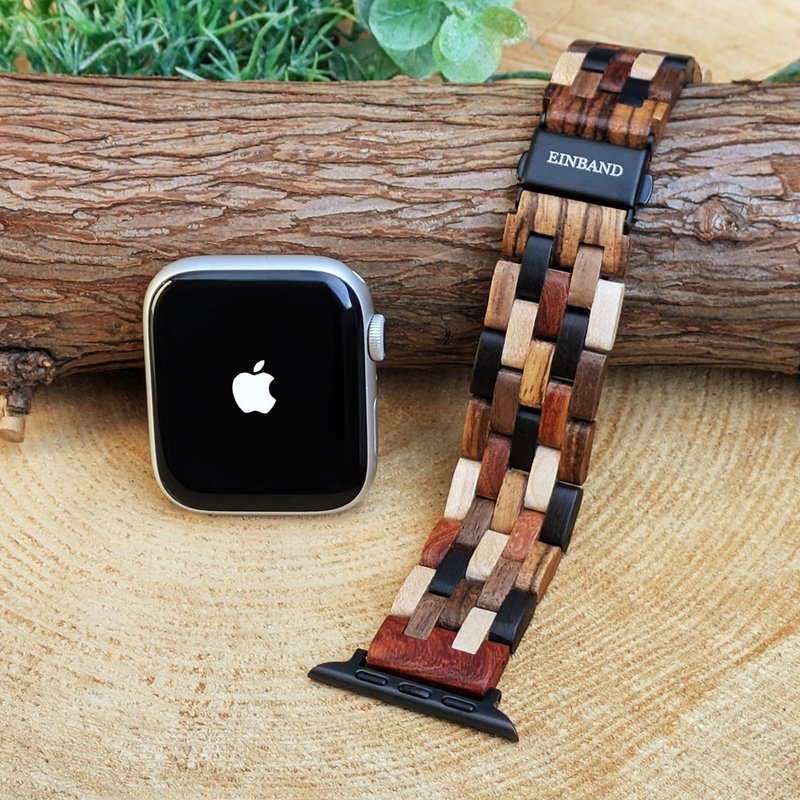 [Wooden Band] EINBAND Apple Watch Natural Wood Band Wooden Strap 20mm MIX WOOD [B] - Women's Watches - Wood Brown