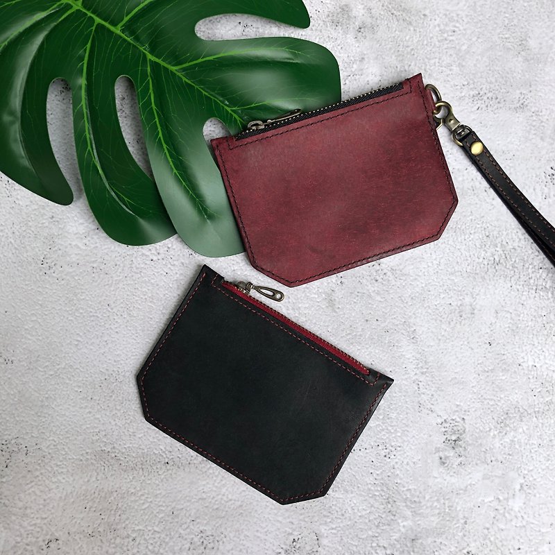 [Leather temperature] Simple flat vegetable tanned coin purse - กระเป๋าใส่เหรียญ - หนังแท้ 