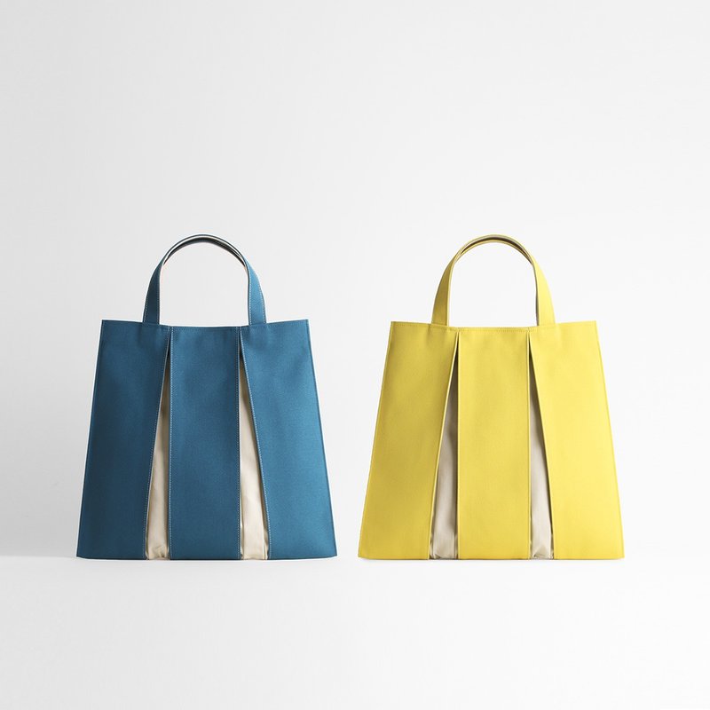 KOSHO ougi Canvas Tote Bag MHII Made in Japan lightweight with snap fastener - Handbags & Totes - Cotton & Hemp Blue