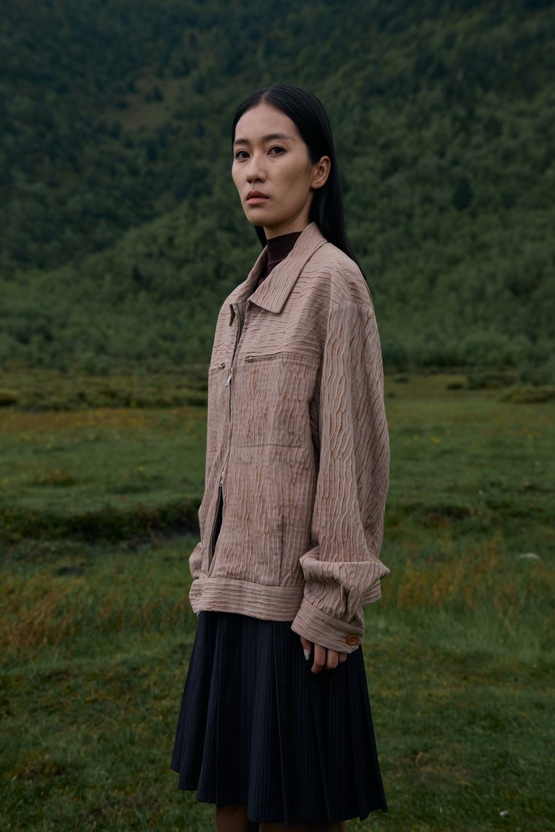 扎染木絞修身外套 - 女上衣/長袖上衣 - 棉．麻 