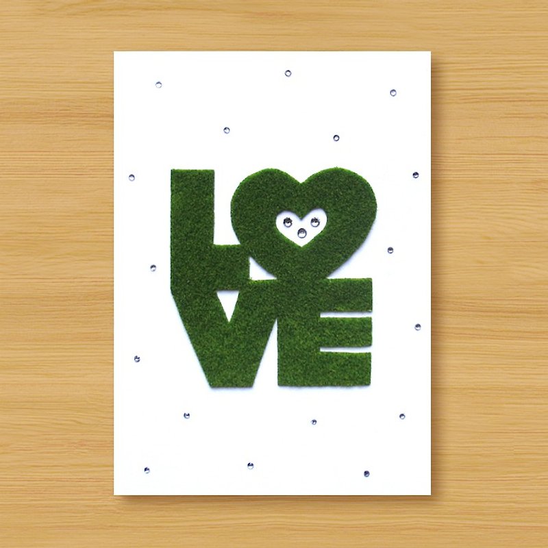 手工小草皮卡片 _ LOVE ... 情人卡、母親卡、父親卡、婚禮賀卡 - 卡片/明信片 - 紙 綠色