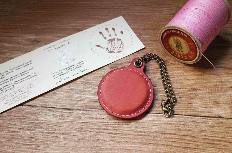 造型悠遊卡 晶片吊飾－A款－粉紅色 - 鑰匙圈/鑰匙包 - 真皮 粉紅色