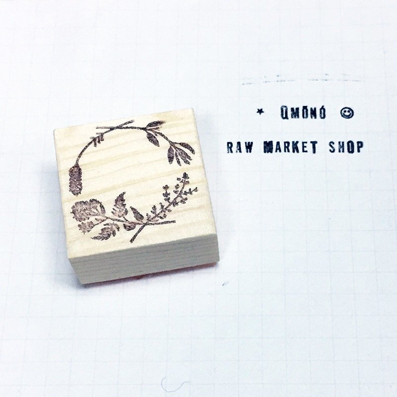 Raw Market Shop Wooden Stamp【Floral Series No.61】 - Stamps & Stamp Pads - Wood Khaki