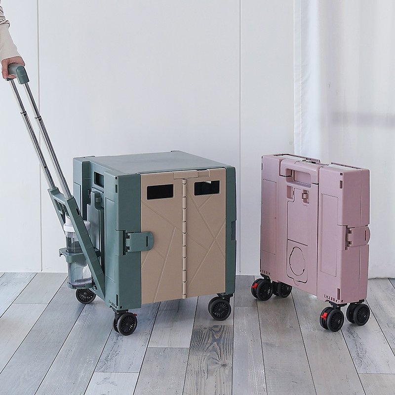 The flagship foldable shopping cart is available in green x Khaki pink x off-white colors - ชุดเดินป่า - พลาสติก หลากหลายสี