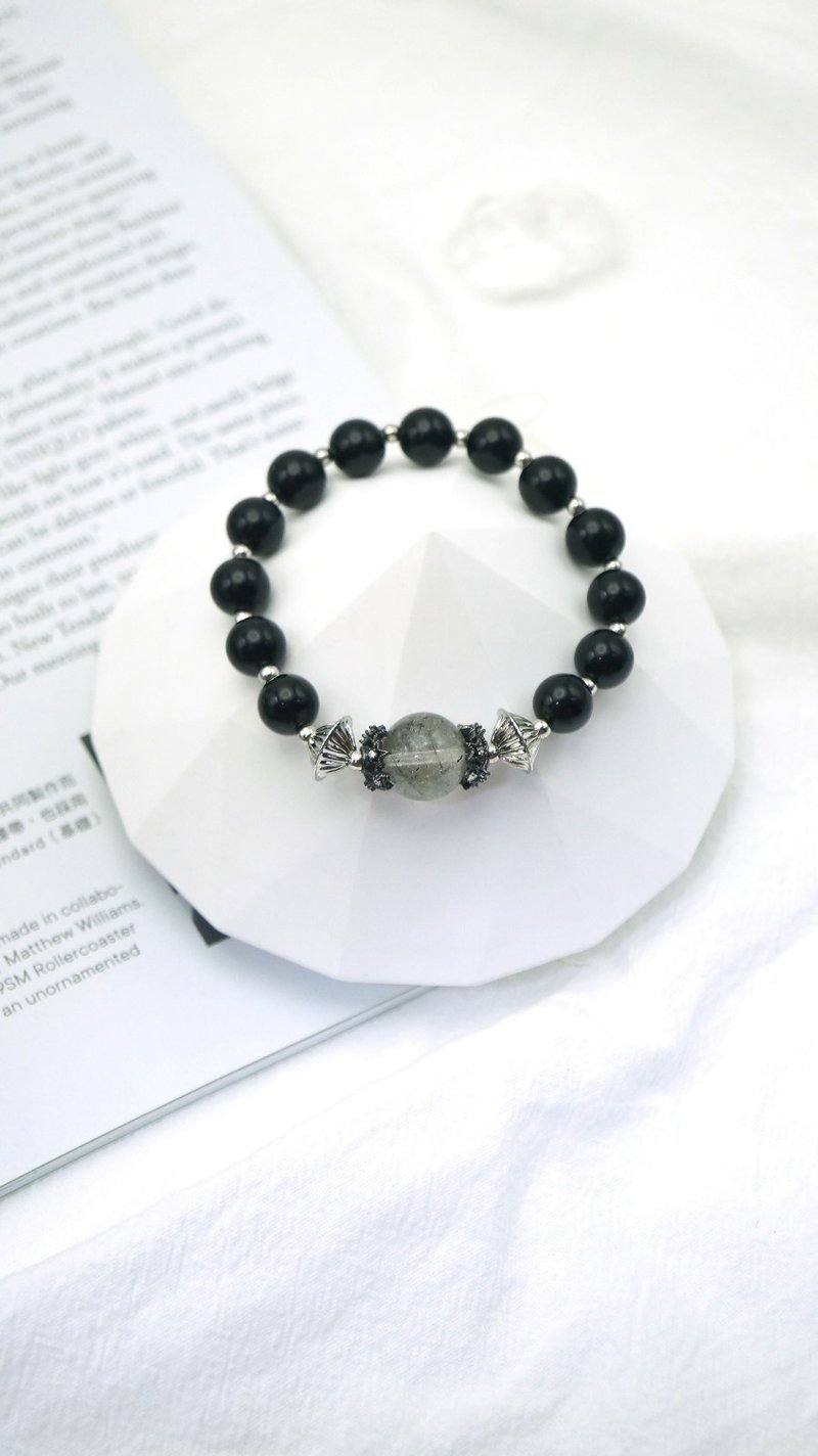 Black crystal obsidian bracelet | Prevent villains from evil spirits and ensure safety | Customized natural crystal bracelet - สร้อยข้อมือ - คริสตัล 