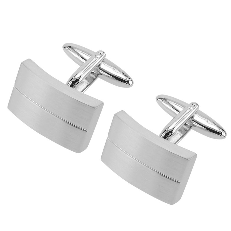 Divided Brushed Rhodium Cufflinks - Cuff Links - Other Metals Silver