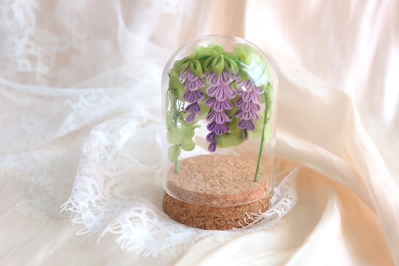 藤の花のガラス花瓶の装飾 - 置物 - コットン・麻 パープル