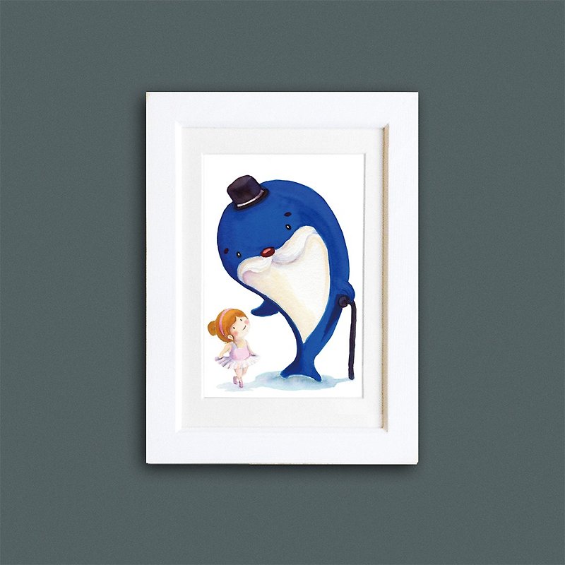 ハグシリーズブルースクジラフォトフレームコピー絵画ウォールステッカー - ウォールデコ・壁紙 - 木製 
