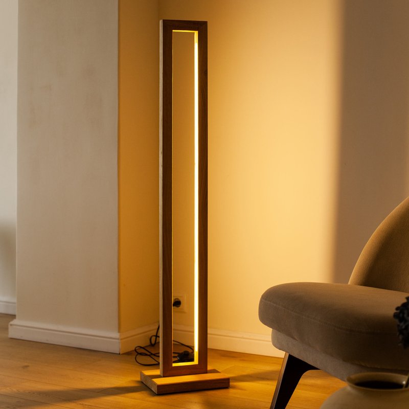 Wood Floor Lamp for Living Room, Rustic Standing Lamp, Tall Modern Floor Lamp - 燈具/燈飾 - 木頭 