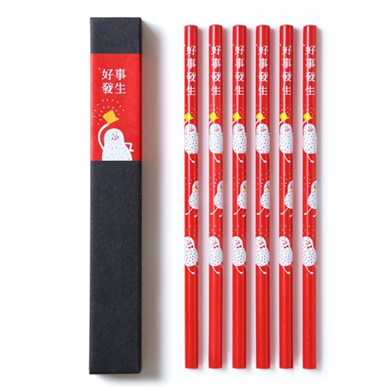好事花生 / 鉛筆 / 六支組 - 鉛筆/自動鉛筆 - 木頭 紅色