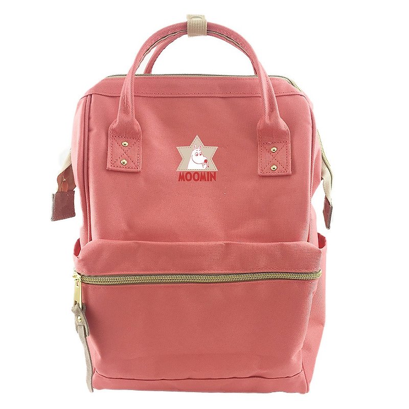 Moomin Moomin authorized - after wide-mouth backpack (small) - coral pink section - Backpacks - Cotton & Hemp Pink