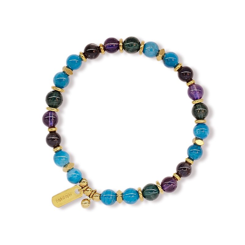 String series brass apatite amethyst cordierite bracelet natural ore - Bracelets - Jade Blue
