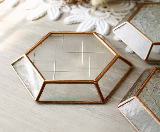 台湾の古いガラストレイ/玄関収納トレイ/鍵収納 - ショップ mocat 置物