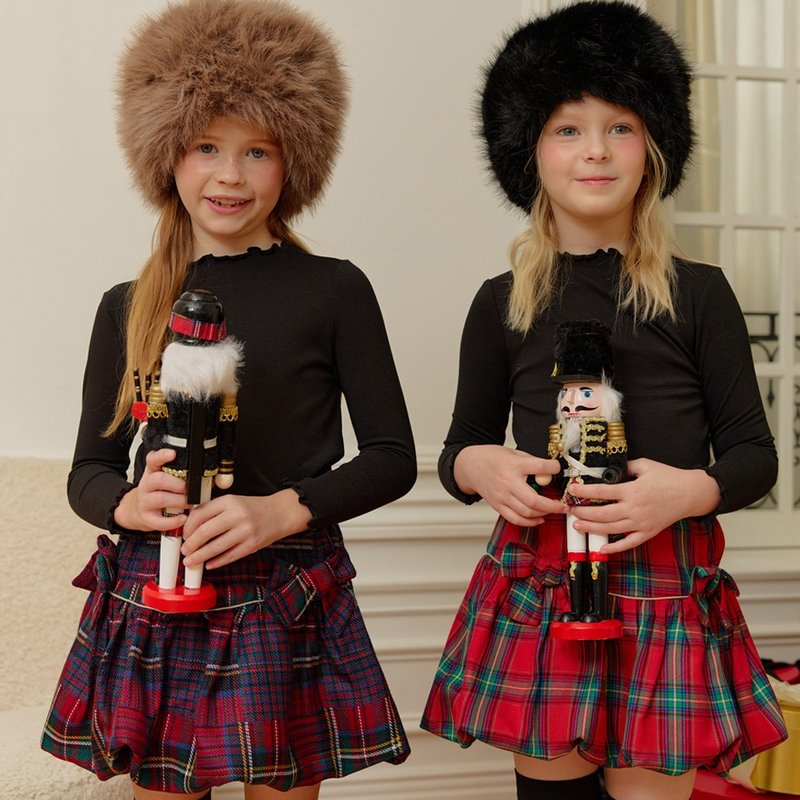 Noël Check Club Skirt – Red, Navy 诺艾尔格纹俱乐部裙 – 红 - 女童洋裝/裙子 - 其他材質 紅色