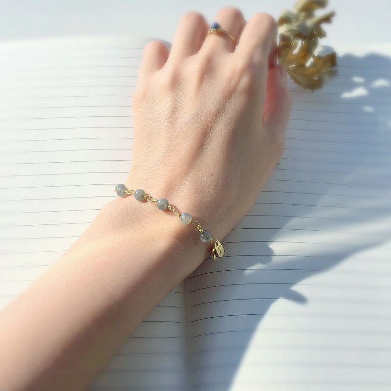 Good texture simple pull stone gold bracelet - Bracelets - Gemstone Gray