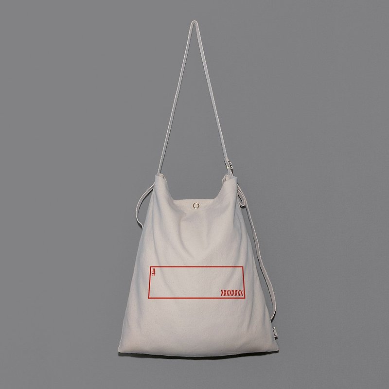 [Customized text] 5 colors optional #hashtag slogan canvas bag - 3 kinds of back method - Messenger Bags & Sling Bags - Cotton & Hemp White