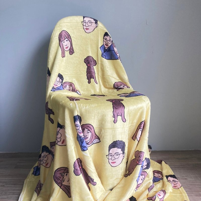 Other Materials Blankets & Throws Blue - Customized illustration pattern Blanket
